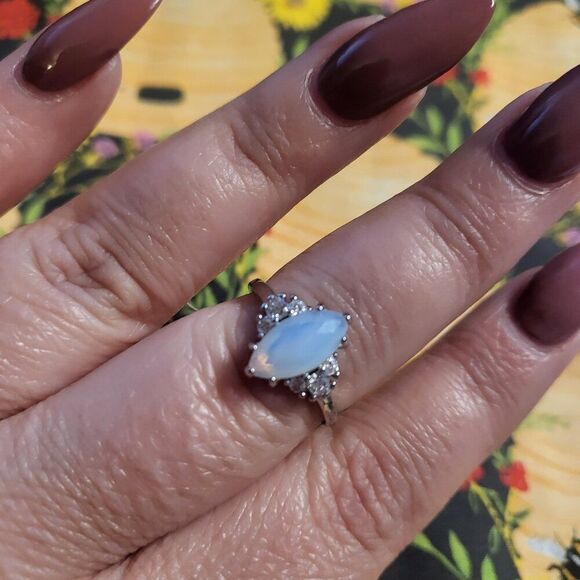 Fragrant Jewels Opal Moonstone & CZ Ring - Picture 5 of 6